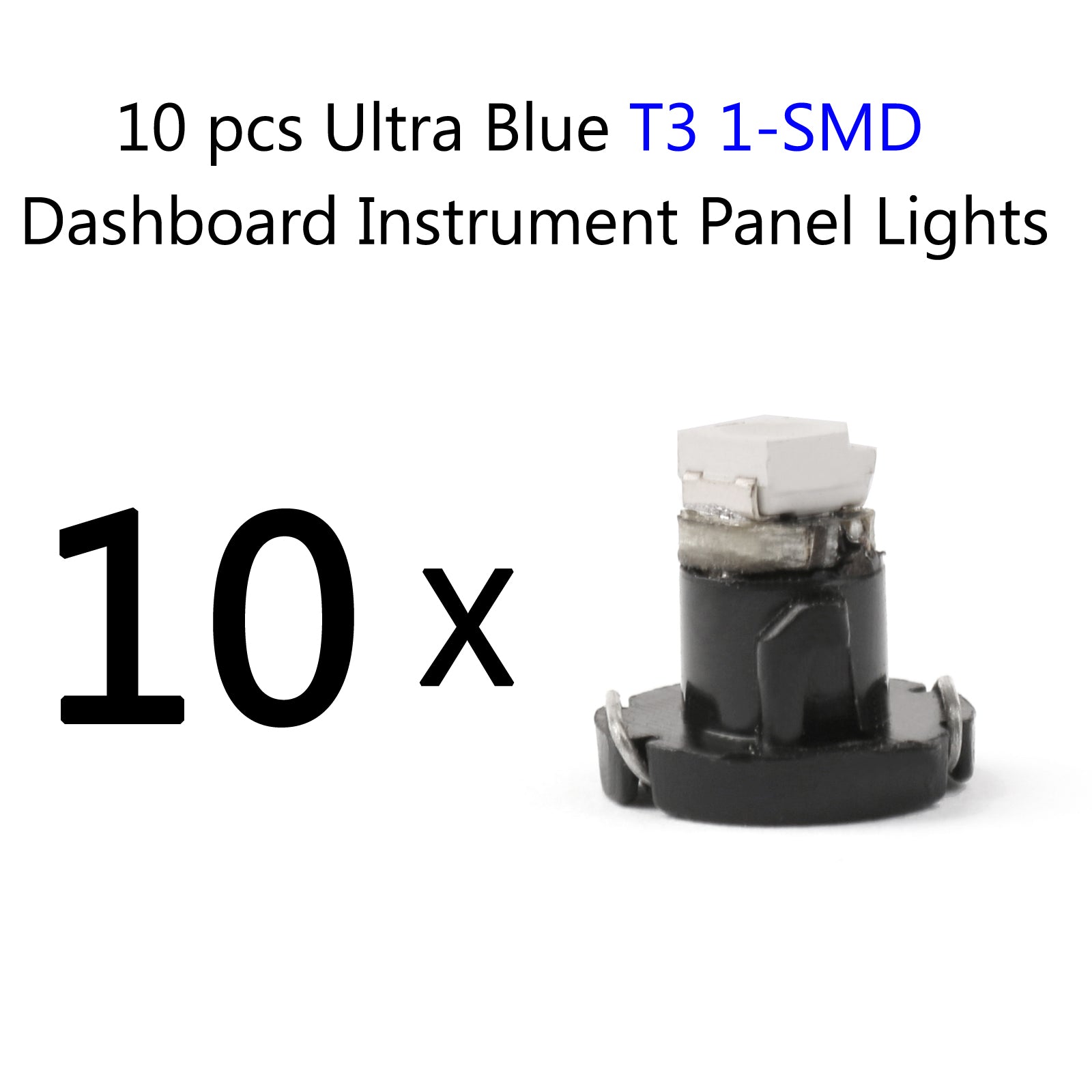 10pcs T3 Neo Wedge LED Bulbs - Super Bright Blue Instrument Panel & Interior Lights for Cars, Trucks, Motorcycles - Perfect for Dashboard, Gauge Cluster, Dome & Map Lights