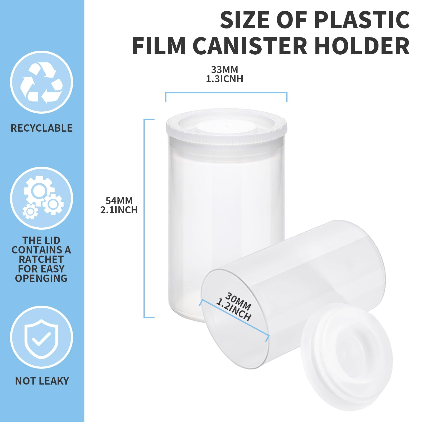 120 Pieces Clear 35mm Plastic Film Canisters with Lids - Empty Camera Reel Storage Containers for Small Accessories, Fish Hooks, Keys, Coins, Art Beads - Perfect for Photography, Science Experiments, Craft Organizing & Travel Storage
