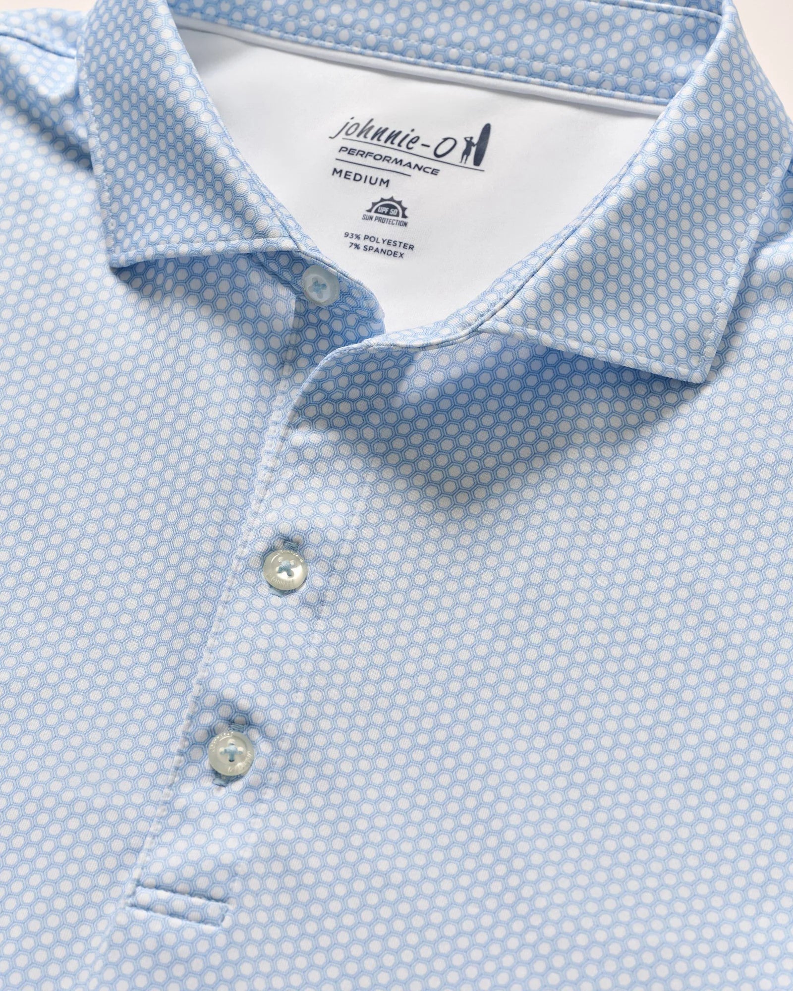 Johnnie O Hex Prep Performance Polo Shirt for Men - Moisture-Wicking Golf & Casual Wear - Seychelles Blue - Perfect for Golf, Tennis & Outdoor Activities