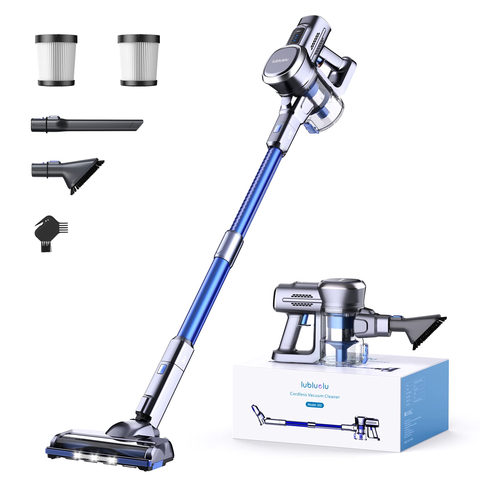 Lubluelu Cordless Vacuum Cleaner - 25000Pa Powerful Suction, 235W Brushless Motor, 50min Runtime, Detachable Battery | Lightweight Stick Vacuum for Hard Floors, Carpets & Pet Hair | Perfect for Home Cleaning, Car Detailing & Pet Owners