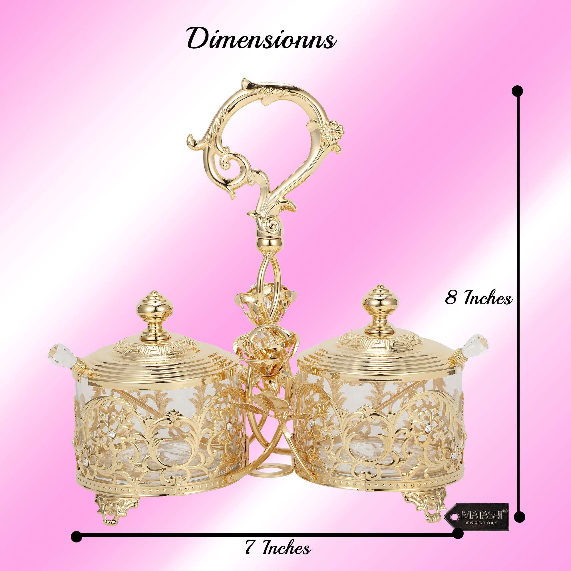 24K Gold Plated Crystal Studded Candy Dish - Elegant Salt Holder, Sugar Bowl & Honey Jar - Luxury Decorative Tableware for Dining & Kitchen - Perfect Christmas Gift for Mom, Wife & Anniversary Present - Ideal for Holiday Parties, Tea Time & Home Decor