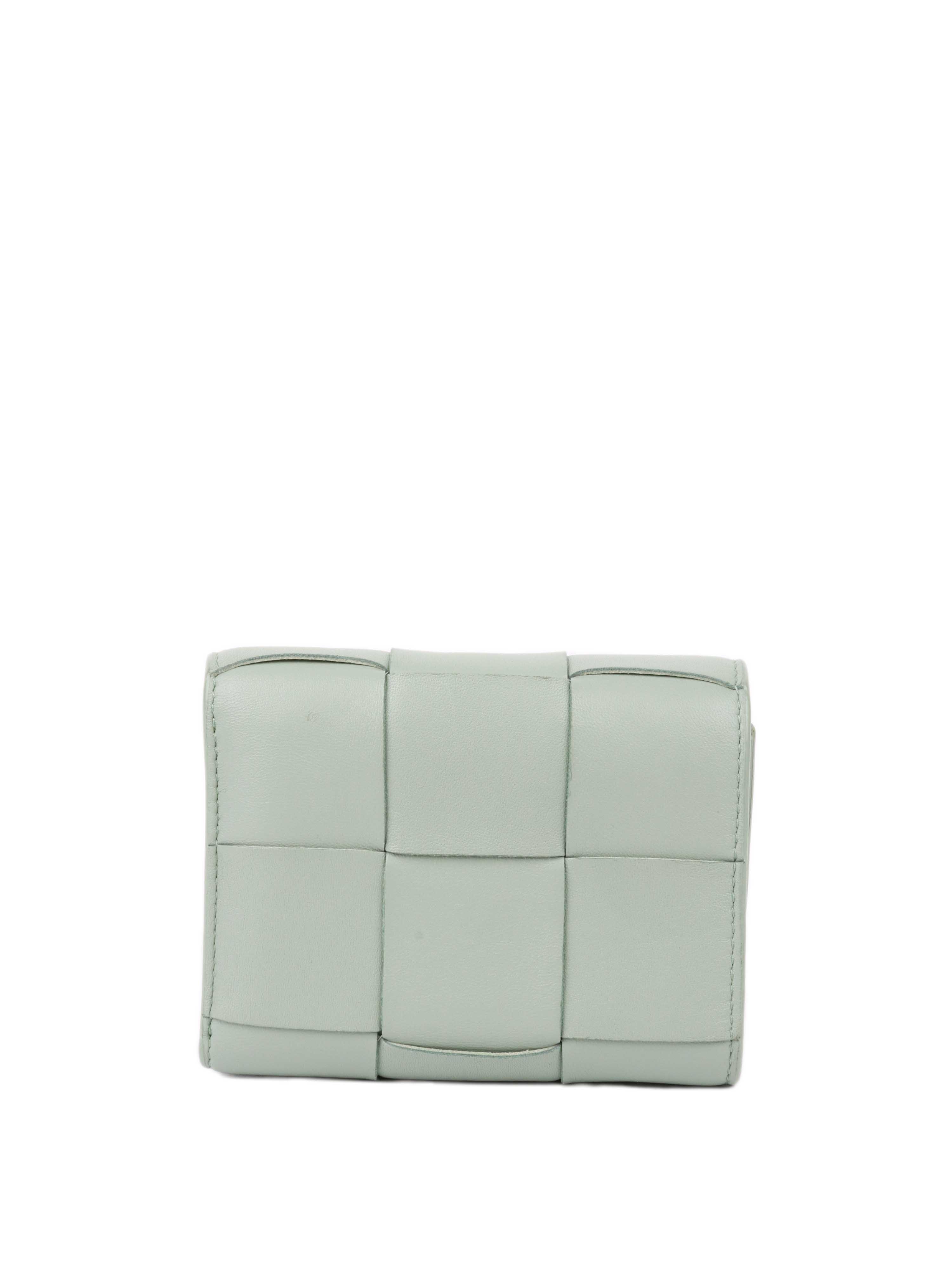 Bottega Veneta Seafoam Green Cassette Tri-Fold Zip Wallet - Luxury Leather Wallet for Men & Women - Perfect for Travel, Business & Everyday Use