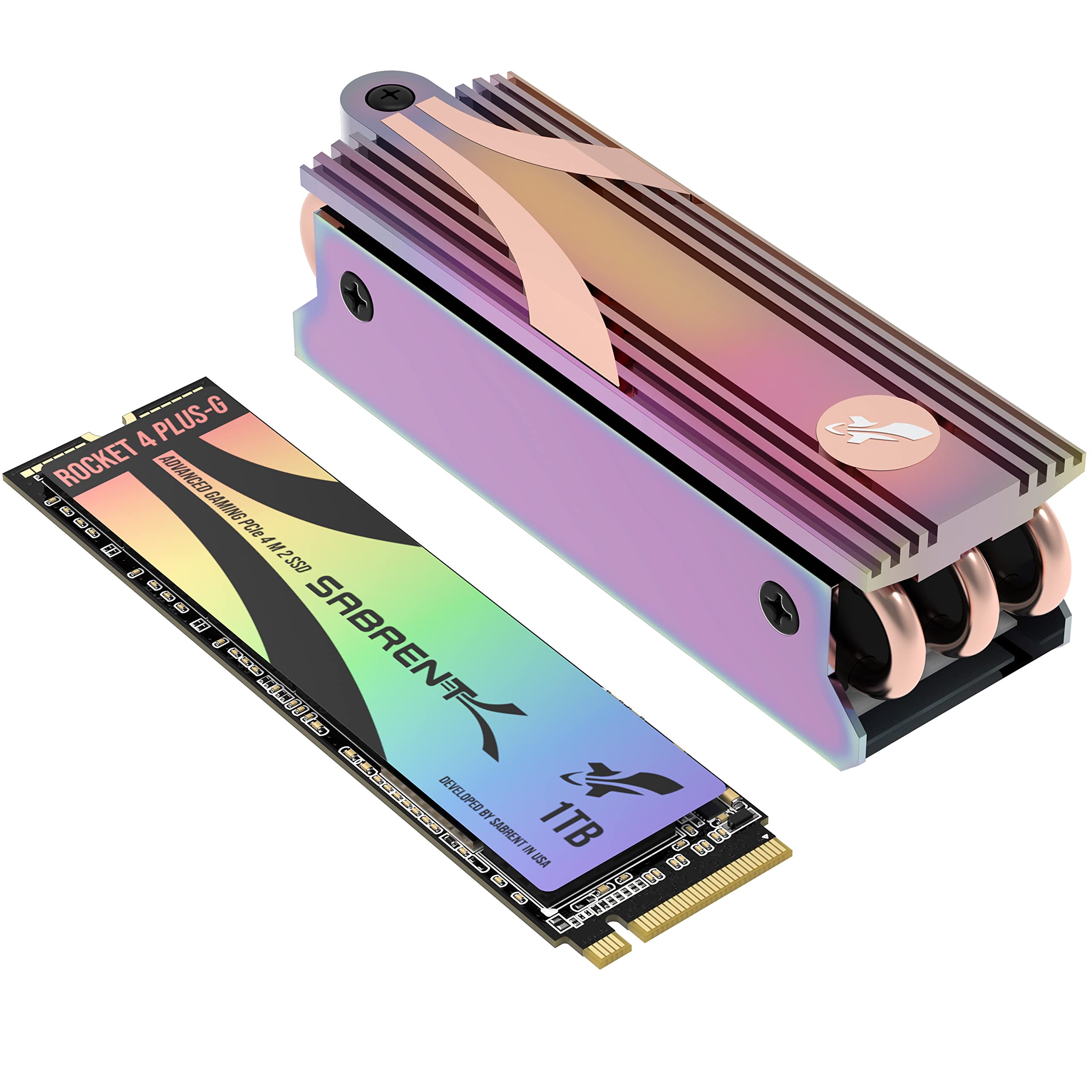 SABRENT GAMING M.2 NVMe SSD 1TB with Heatsink - 7300MB/s Read Speed PCIe 4.0 Solid State Drive for PS5, PC, Laptops - High Performance Gaming Storage for Fast Loading & Smooth Gameplay