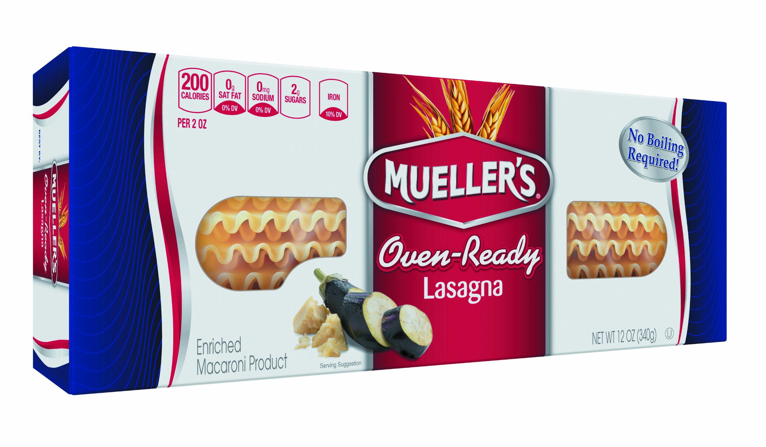 Mueller's Oven Ready Lasagna Noodles - 12 Pack (12-Ounce Each) | No Boil Pasta Sheets for Easy Homemade Lasagna, Baked Ziti & Italian Casserole Recipes
