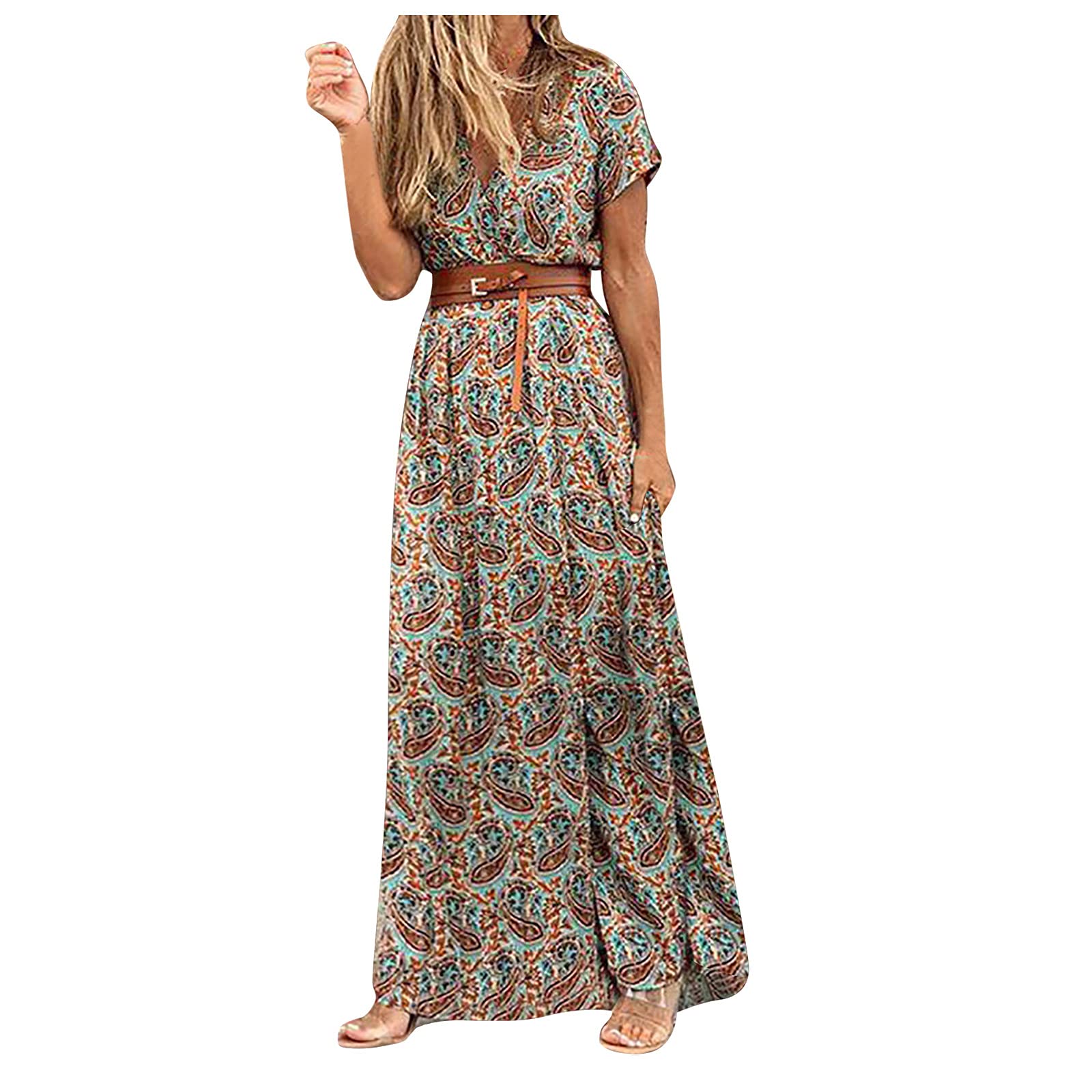 Keepfit Sleeveless Flowy Summer Dresses - Boho Maxi Dress for Wedding Guest, Party & Casual Wear | Floral Print Beach Dress, Vacation Outfit & Outdoor Events