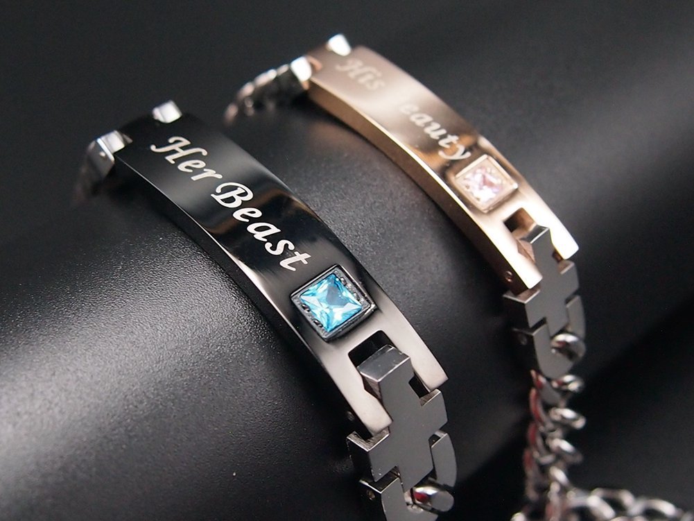 Stylish Stainless Steel Couple Bracelets - Matching Love Jewelry Gifts for Him & Her - Perfect for Anniversaries, Valentine's Day & Romantic Dates