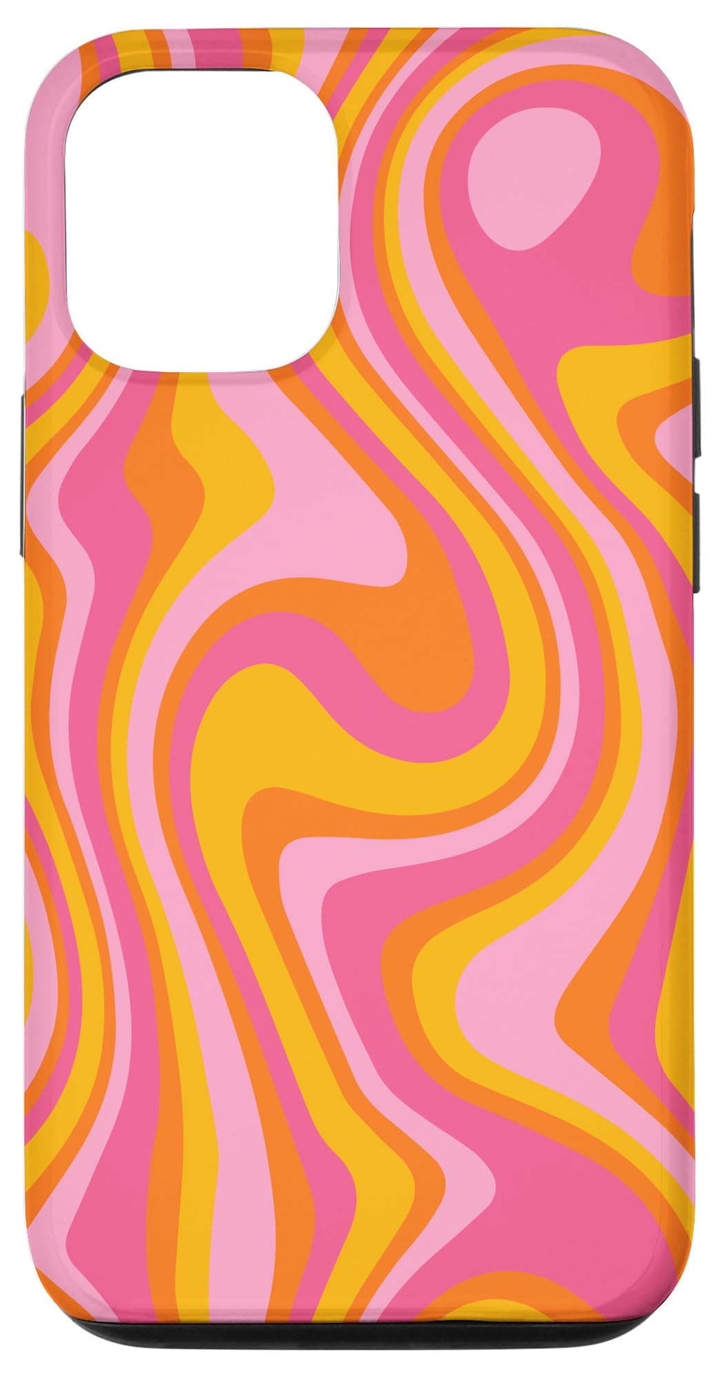 Retro Groovy Liquid Swirl iPhone 12/12 Pro Case - 70s 80s Hippie Psychedelic Design - Durable Protective Cover for Everyday Use & Vintage Style Lovers