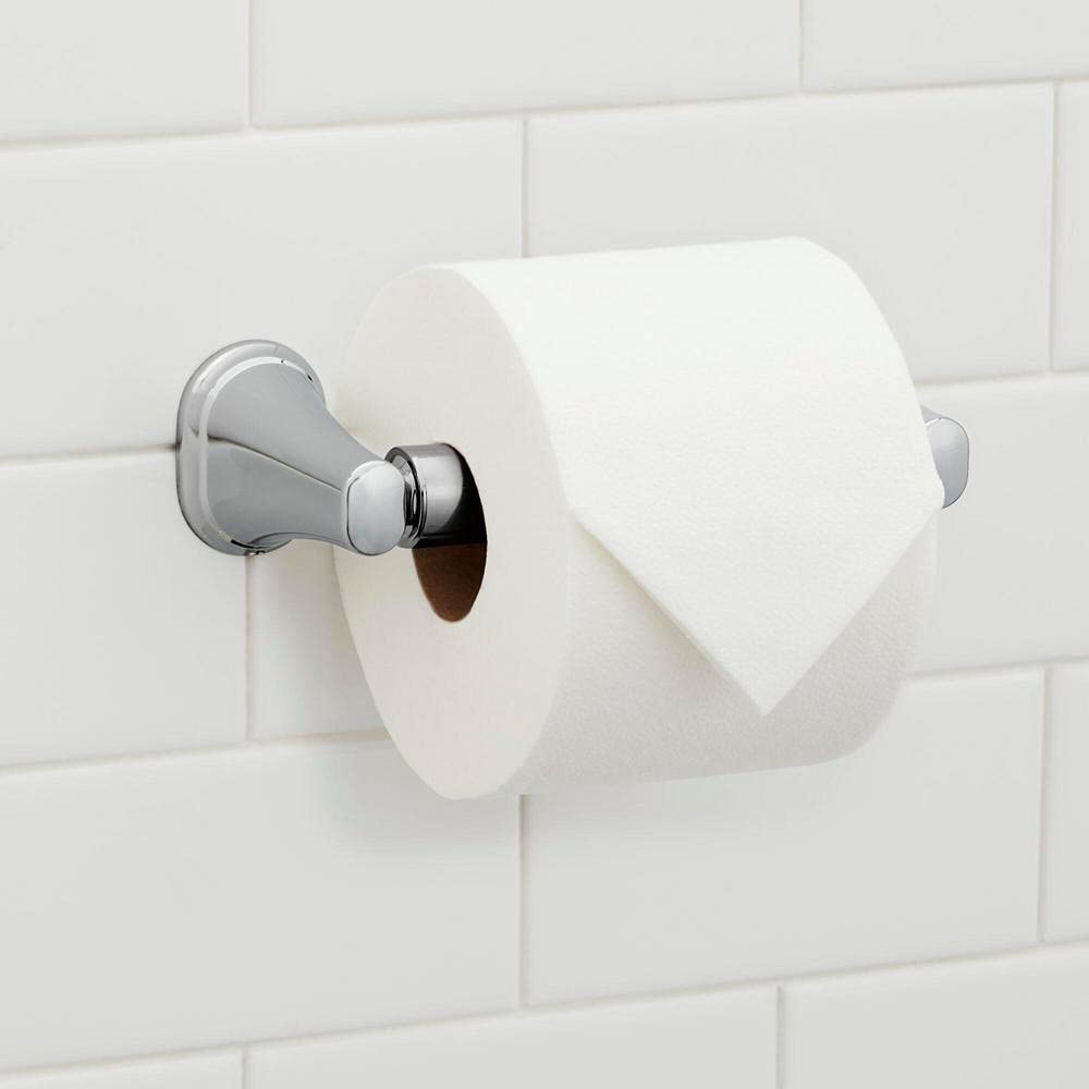 Chrome Double Post Toilet Paper Holder - Glacier Bay Treyburn Bathroom Tissue Roll Stand for Modern Home & Commercial Restrooms