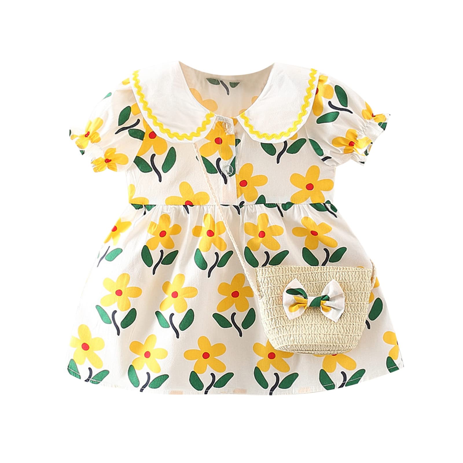 Toddler Summer Princess Dress for Baby Girls - Floral Print Short Sleeve Vacation Beach Dress | Perfect for Birthday Parties, Beach Outings & Photo Shoots