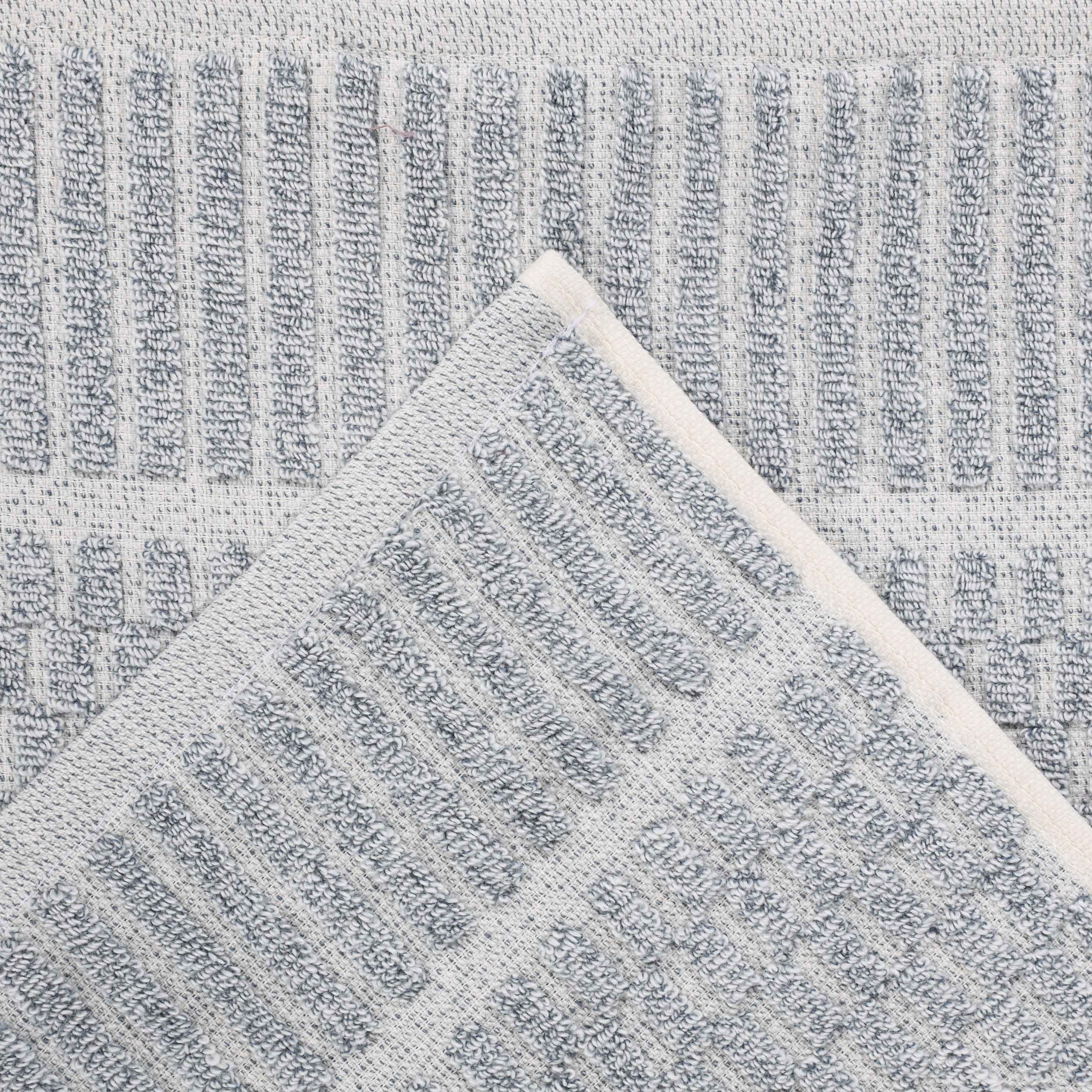 Premium Cotton Blend Checkered Border Bath Towels Set of 2 - Soft, Absorbent & Quick-Drying Medium Weight Towels for Bathroom, Spa, Gym & Beach Use