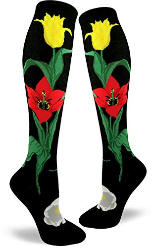 Tulip Time Knee High Socks in Black