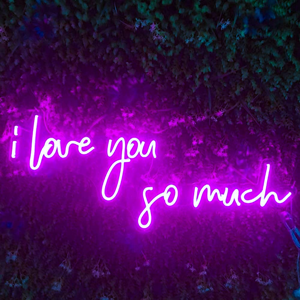 Pink LED Neon Sign - 'I Love You So Much' with 2 Separate Backboards (18x10