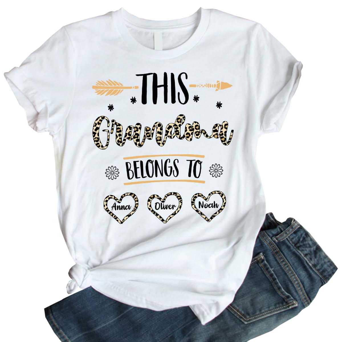 Custom Personalized Mama Leopard Print T-Shirt - This Mommy Belongs To Me Shirt with Kids Name - Perfect Mother's Day Gift for Mom - Great for Family Photos, Birthday Parties & Everyday Wear