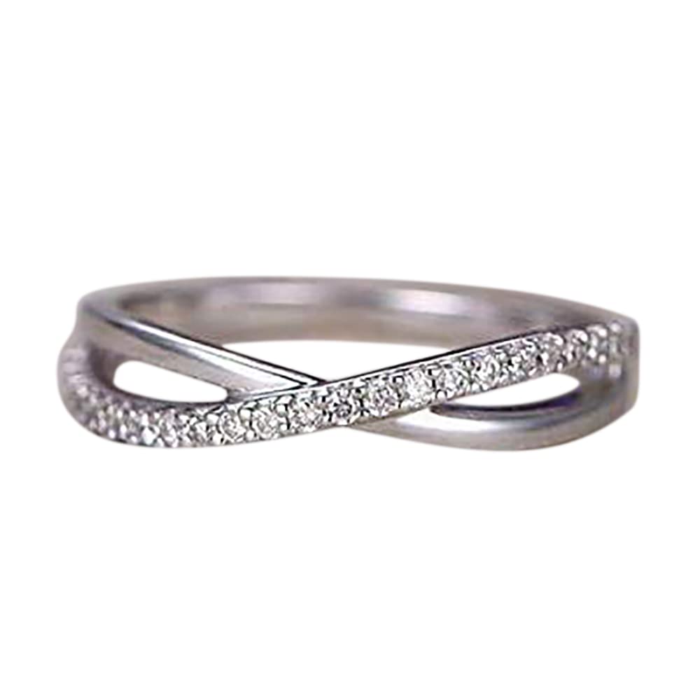18K Gold Plated Half Eternity Diamond Wedding Band for Women - Stackable Curved Engagement Ring | Perfect for Bridal Sets, Anniversary Gifts & Everyday Elegance