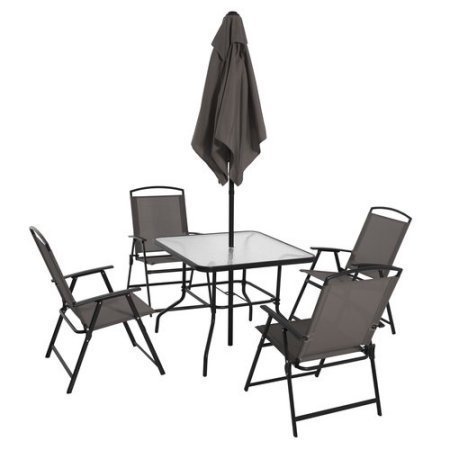 Albany Lane 6-Piece Folding Dining Set - Space Saving Outdoor Patio Furniture, Multiple Colors (Grey) - Perfect for Small Balconies, Gardens & Compact Spaces