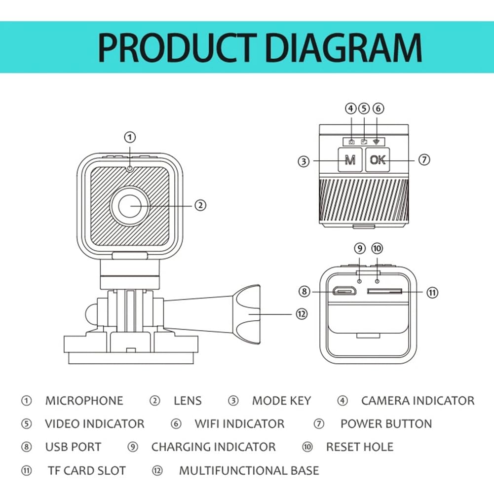Tumuued HD 1080P Wireless IP Security Camera - Mini WiFi Surveillance Camera for Indoor/Outdoor Use, Night Vision, Motion Detection - Perfect for Home Security, Baby Monitoring & Bicycle Recording