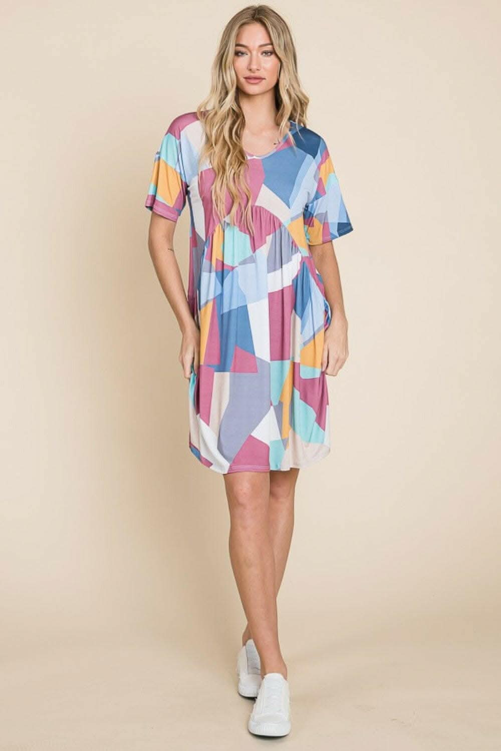 BOMBOM Ruched Color Block Short Sleeve Dress - Women's Fashion Bodycon Party Cocktail Dress for Summer Night Out & Date Night