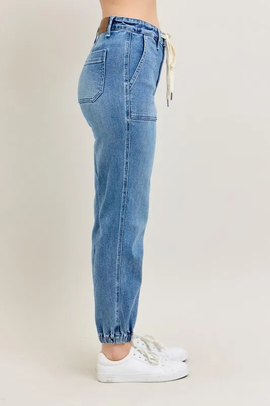 Judy Blue High Waist Stretch Denim Jogger Pants for Women - Comfortable Casual & Lounge Wear for Everyday Style