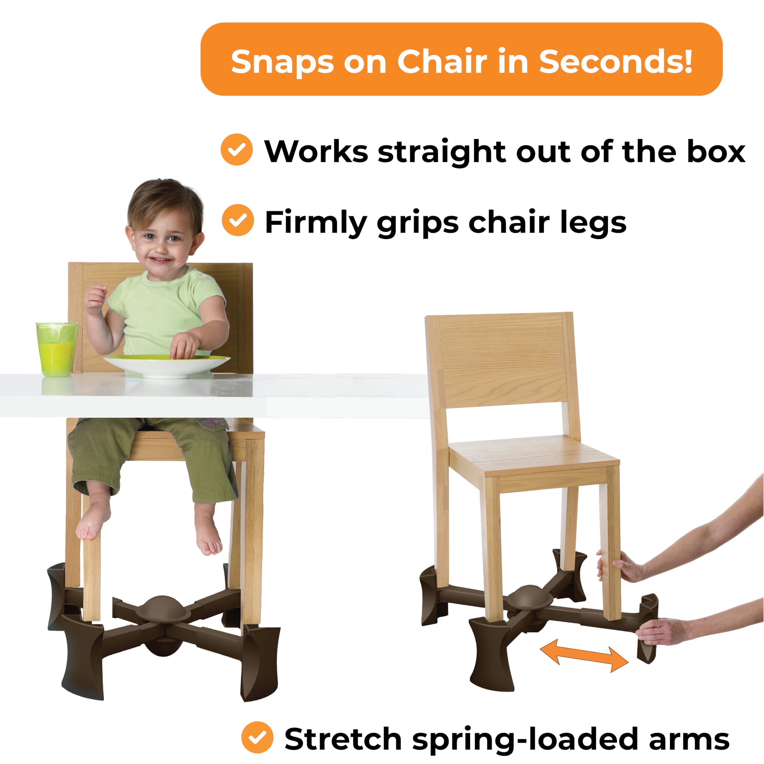 Portable Kitchen Chair Booster Seat for Toddlers & Adults - Chocolate Color, Under-Chair Design - Perfect for Dining, Travel & Home Use