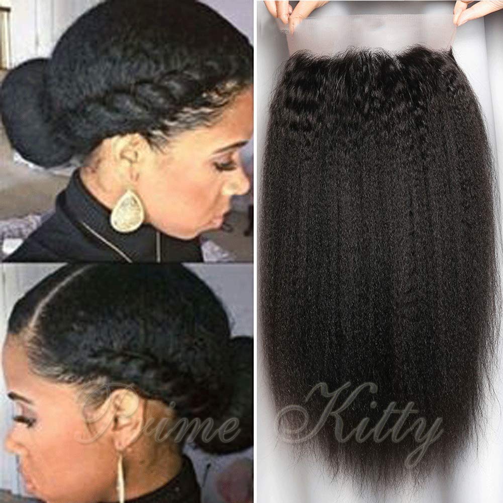 360 Lace Frontal Wig Pre Plucked 9A Brazilian Human Hair - Fake Scalp Small Cap Glueless Kinky Straight 10