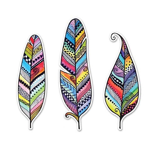 Feather Stickers Set of 3 - Colorful Vinyl Decals for Laptop, Window, Car & Tumbler | Waterproof & Durable by Megan J Designs™ - Perfect for DIY Crafts, Home Decor & Personalizing Accessories