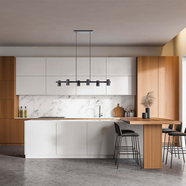 Eglo Gatuela E14 6-Light Black Pendant Lighting Fixture - Perfect for Dining Room, Kitchen Island, or Entryway Lighting