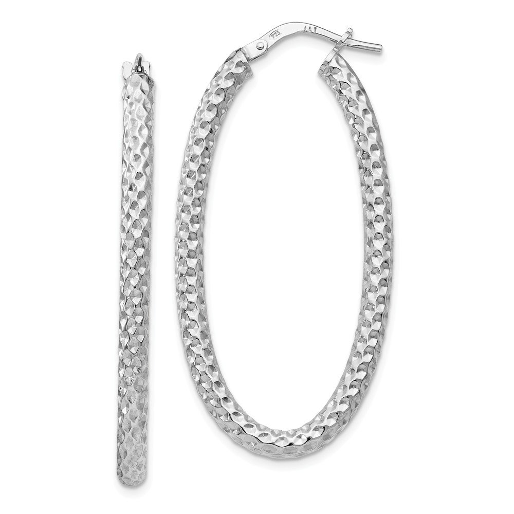 925 Sterling Silver Textured Oval Hinged Tube Hoop Earrings for Women - 42mm x 13mm, Dainty Minimalist Jewelry, Perfect for Everyday Wear, Parties & Gifts