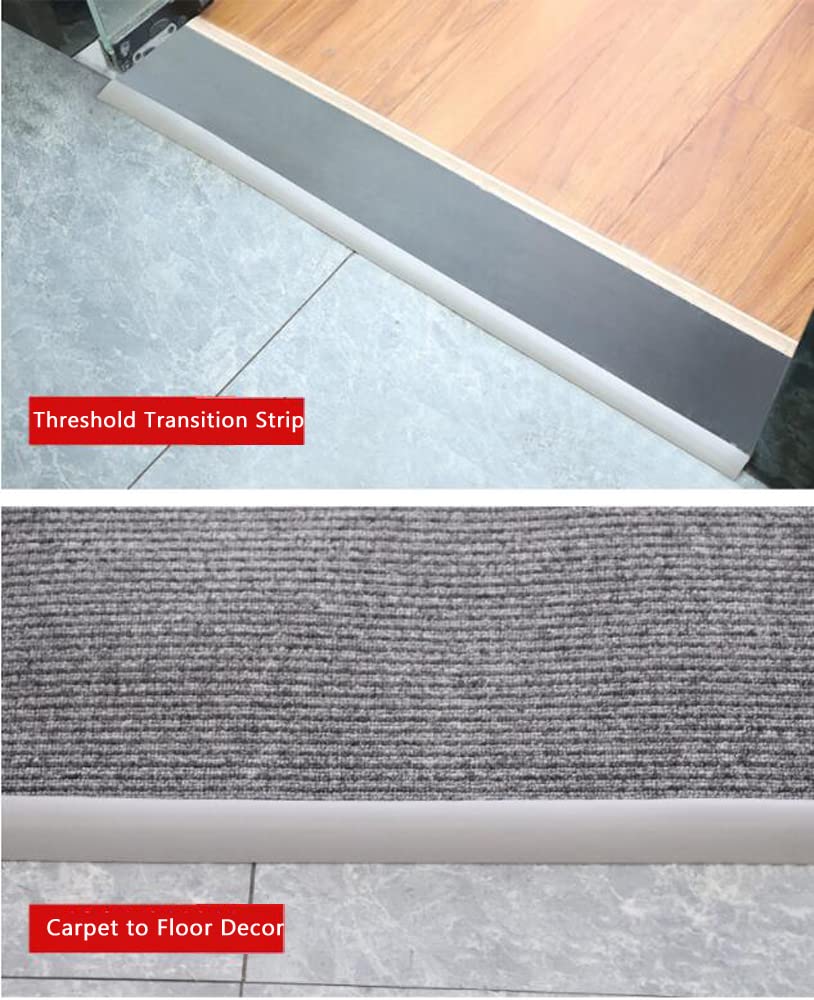 78 Inch Self-Adhesive Carpet Edge Trim Strip - 6.5FT PVC Threshold Transition Molding for Floor Mats (3mm Height, Grey) | Perfect for Home, Office & Car Flooring Protection