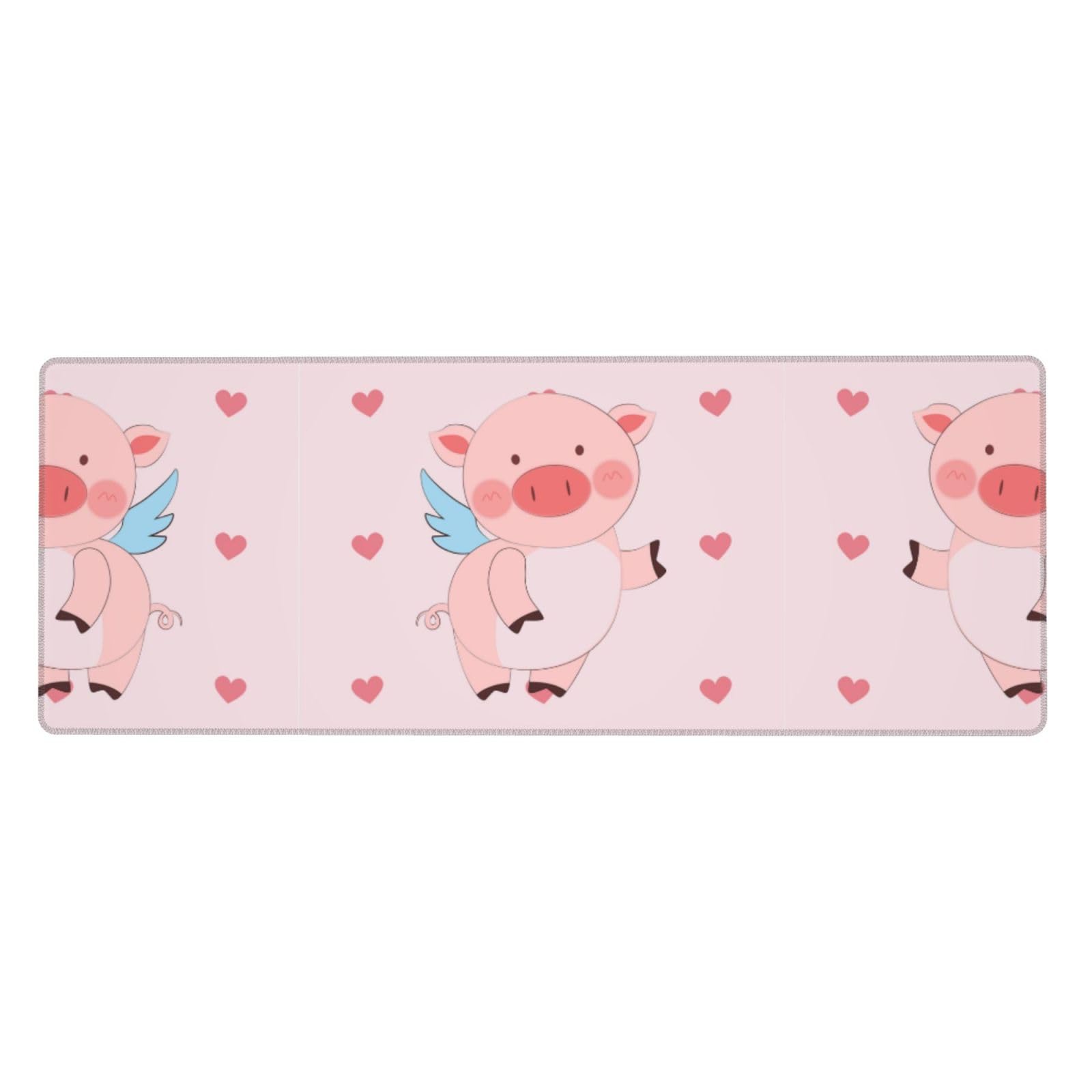 NALoRa Cartoon Flying Pig Printed Large Gaming Mouse Pad - Soft Desk Mat with Non-Slip Rubber Base (12x31.5 Inches) for Office, Home & Gaming | Premium Woven Fabric Mousepad for Computer, Laptop & Workstation