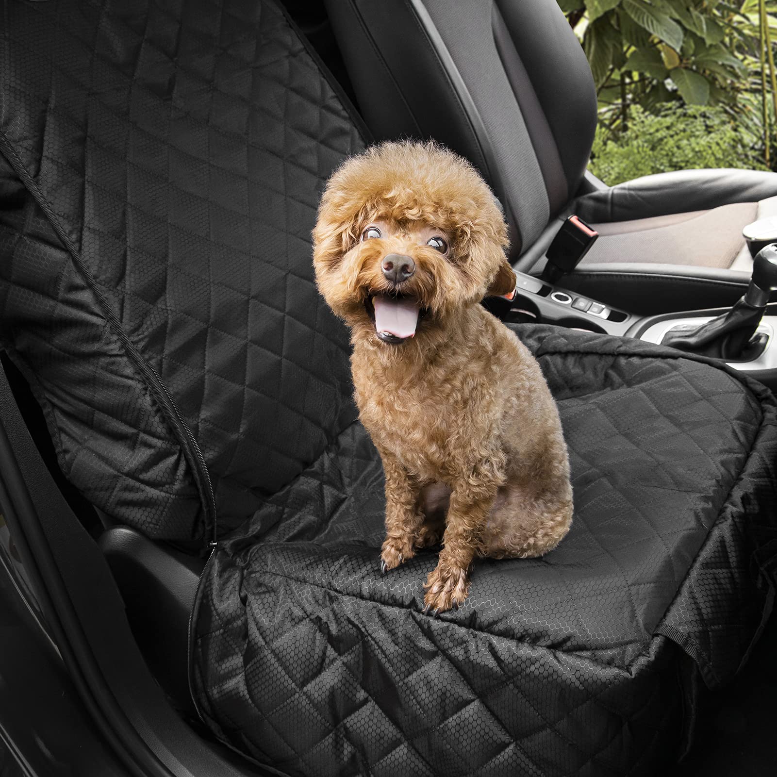 Waterproof & Scratchproof Pinktail Dog Car Seat Cover for Front Seat - Anti-Slip Pet Seat Protector with Mesh Window - Blocks Dirt & Pet Hair - Universal Fit for Cars & SUVs (Perfect for Road Trips, Vet Visits & Daily Commutes)