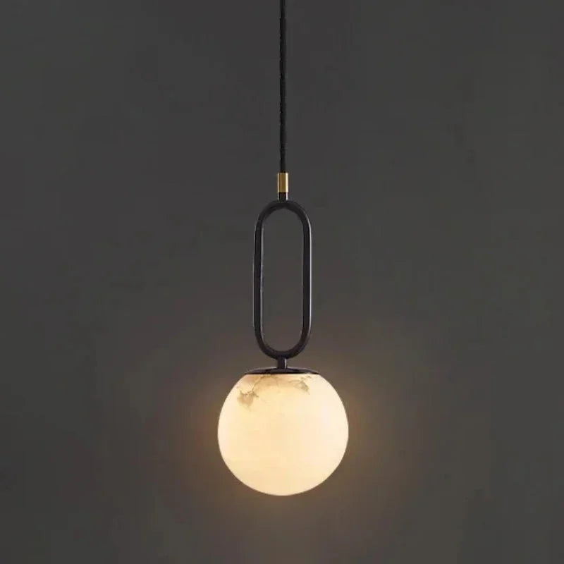 Orbit Glow Marble & Brass Pendant Light - Modern Ceiling Fixture for Dining Room, Kitchen Island, and Living Room Decor