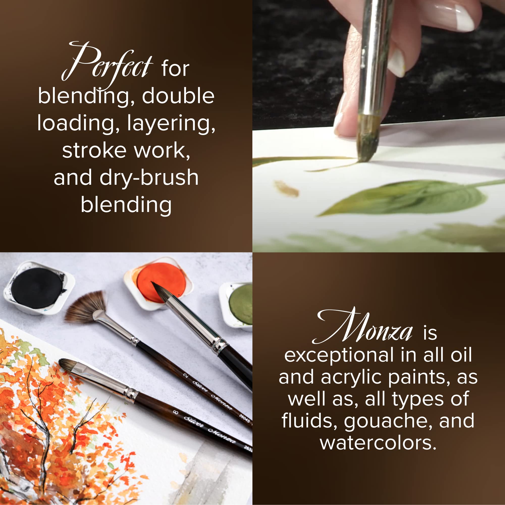 Silver Brush Limited 2629S-6 Monza Short Round Paintbrush - Professional Oil, Acrylic & Heavy Body Paint Brush with Short Handle (Size 6) - Perfect for Canvas Painting, Miniature Art & Detailed Work