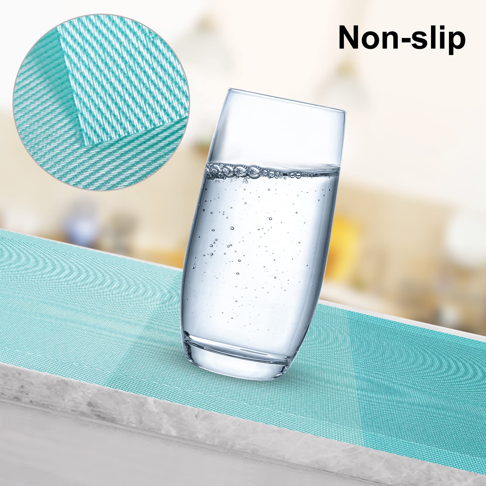 Aofmee Heat Resistant PVC Placemats Set of 6 - Non-Slip, Stain Resistant & Washable Vinyl Table Mats for Dining & Kitchen - Perfect for Everyday Meals, Dinner Parties & Holiday Gatherings
