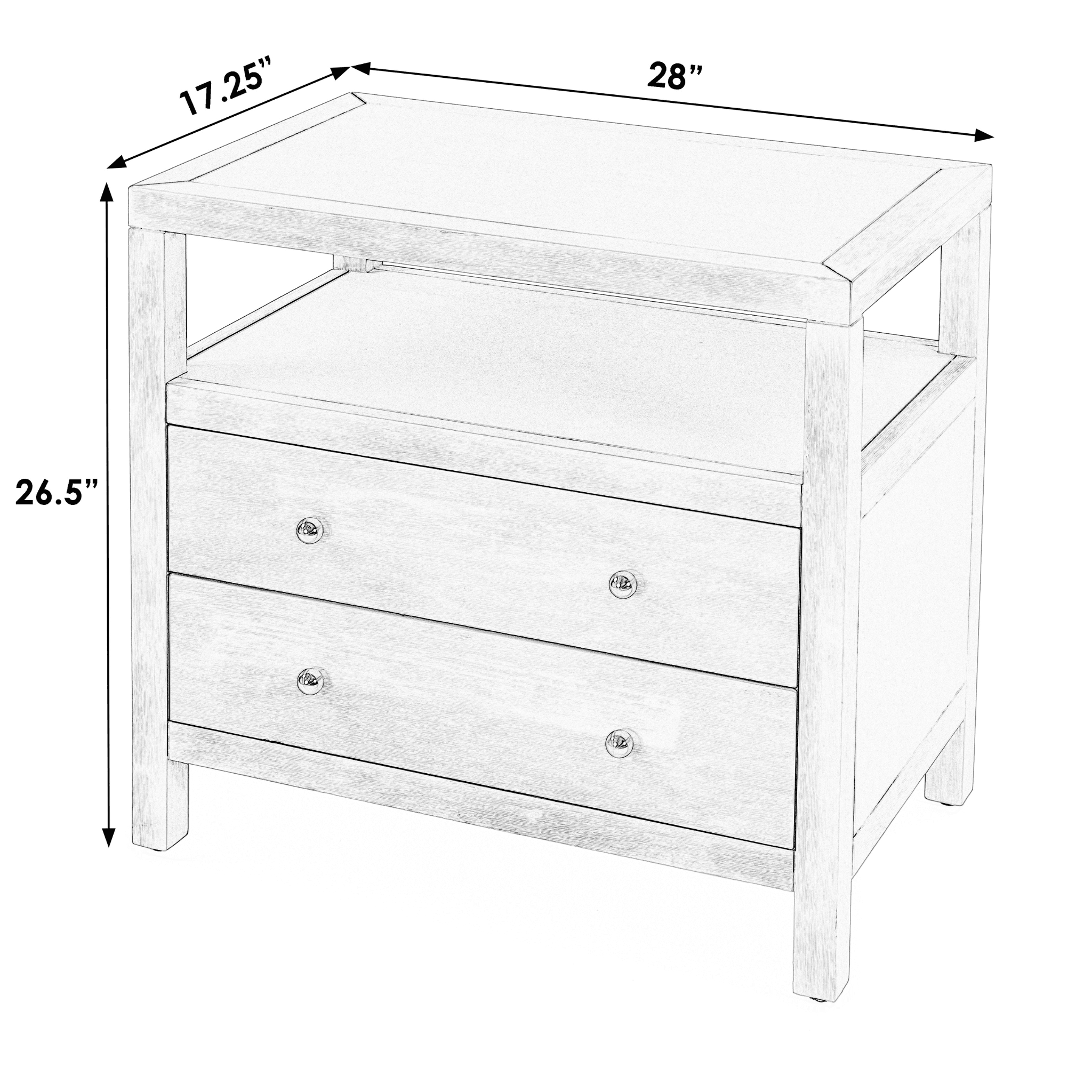 Antique Taupe Two-Drawer Wide Nightstand - Vintage Bedside Table with Storage for Bedroom, Living Room & Guest Room