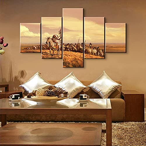 5 Pieces Native American Wall Art Decor - Indian Chiefs Wall Decor, Tribal Poster Set for Living Room, Bedroom & Office - 70