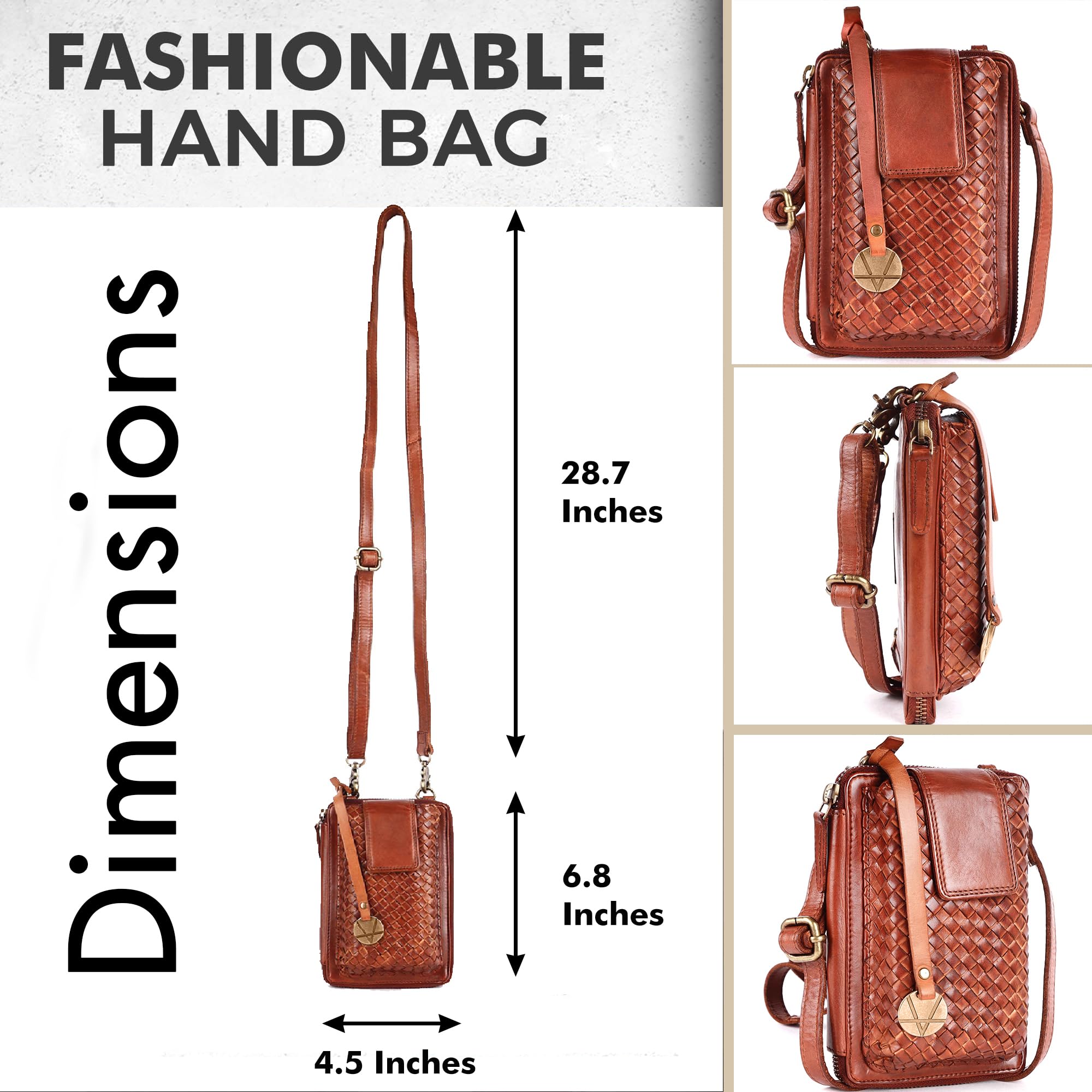 Genuine Leather Crossbody Bag for Women - Stylish Phone Purse for Daily Use