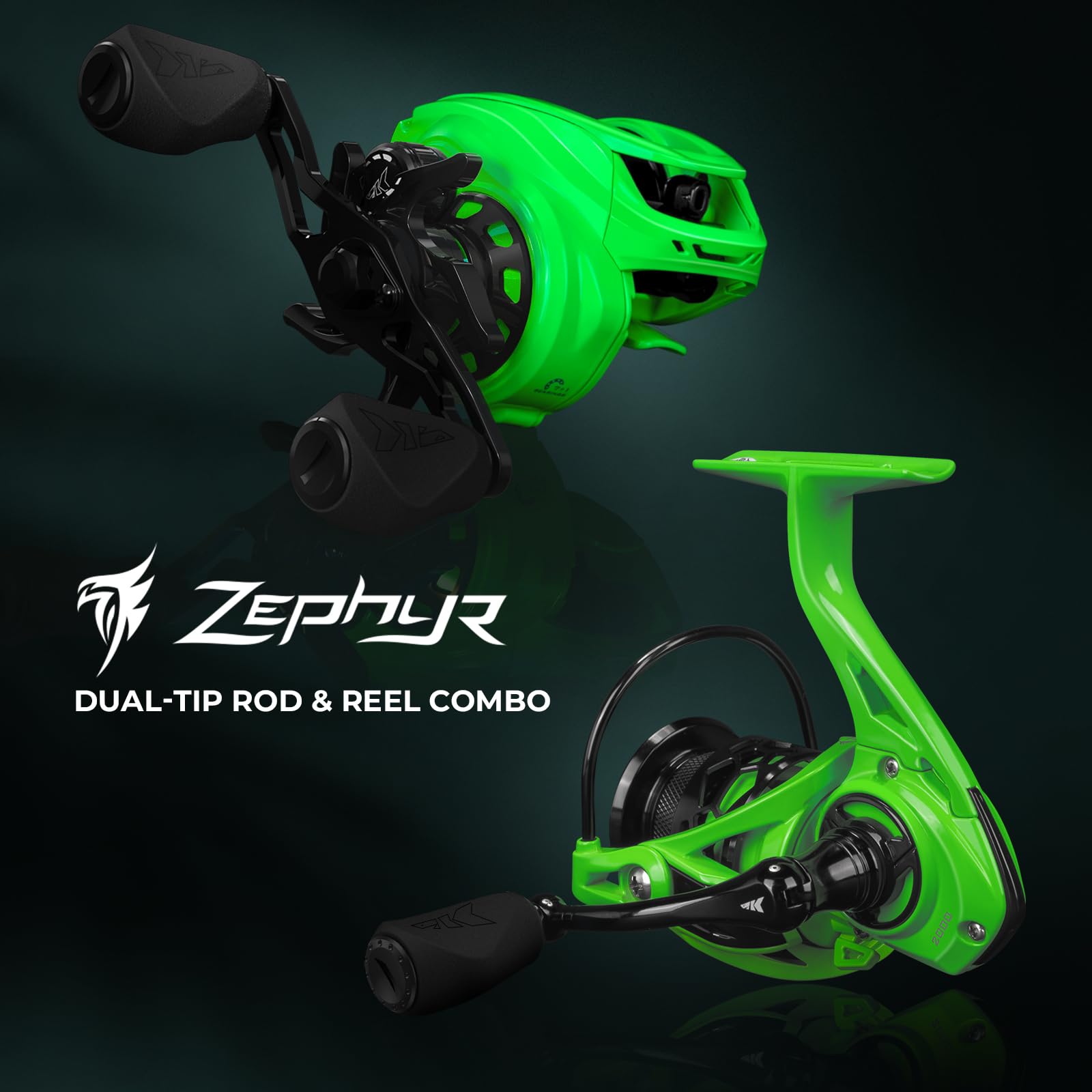 KastKing Zephyr Dual-Tip Fishing Rod and Reel Combo - IM6 Graphite 2-Piece Blank with KastFlex Technology - Perfect for Freshwater and Saltwater Fishing - Ideal for Bass, Trout, and Walleye Anglers