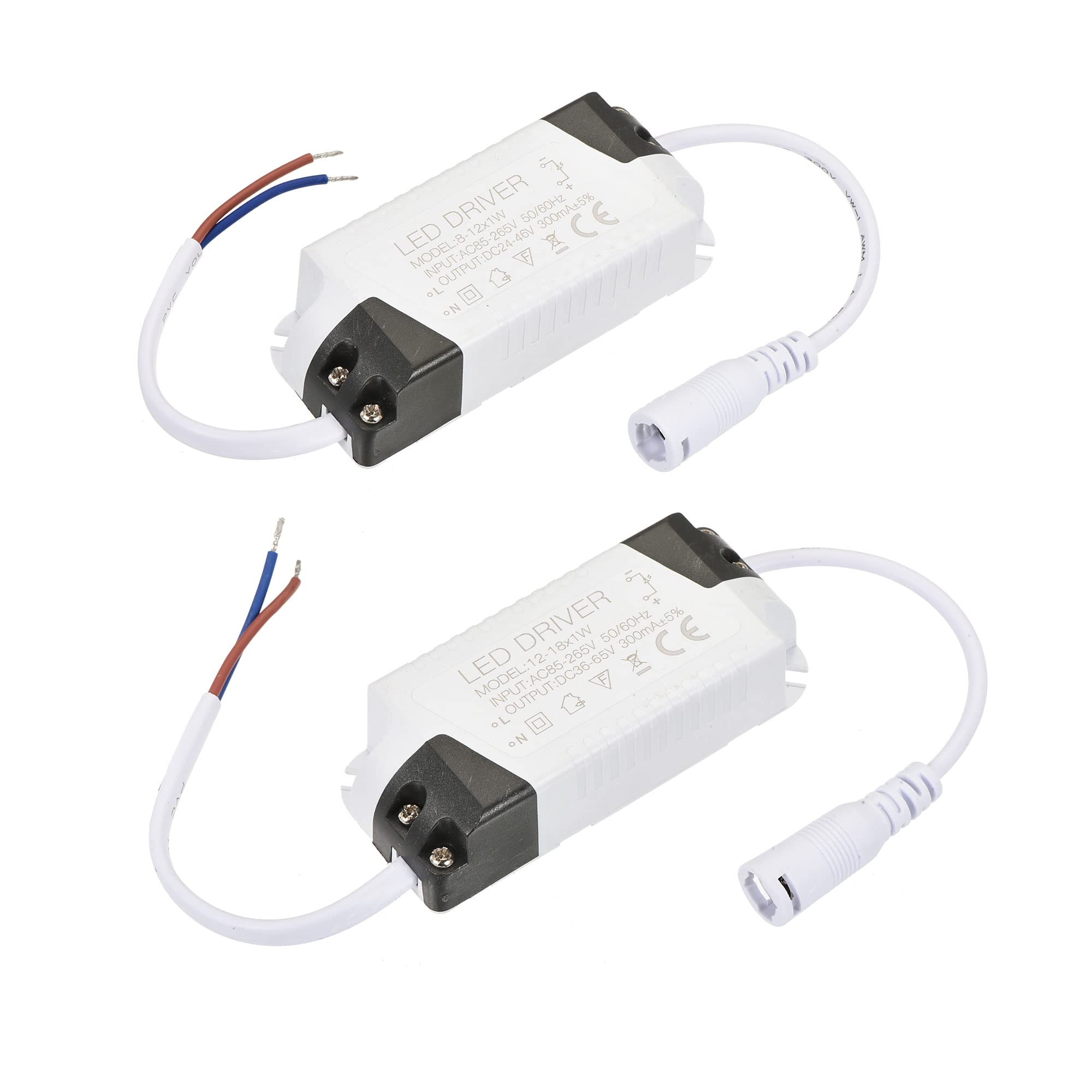 Meccanity 300mA LED Driver - AC 85-265V Input External Power Supply for LED Ceiling Lights with DC Connector (3-Pack) - Perfect for Home, Office & Commercial Lighting Projects