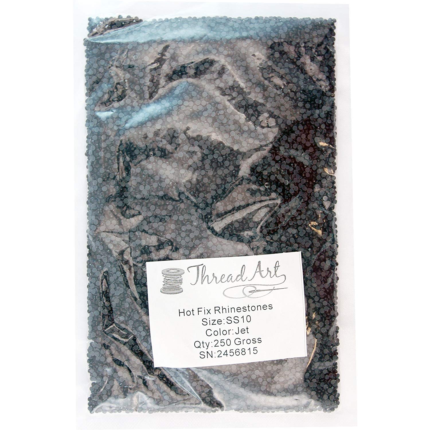 Threadart Bulk Hot Fix Rhinestones Jet - SS10 (3mm) - 36,000 Stones - 250 Gross Pack | DIY Crafts, Clothing Embellishment, Jewelry Making
