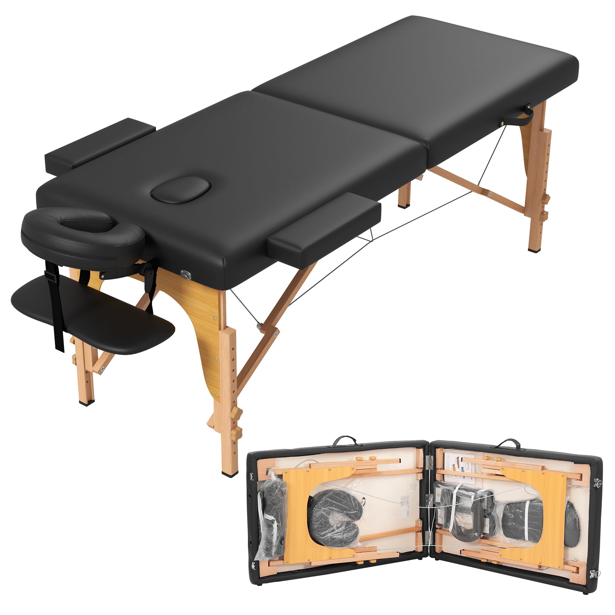 Portable 2-Section Foldable Massage Table - 27