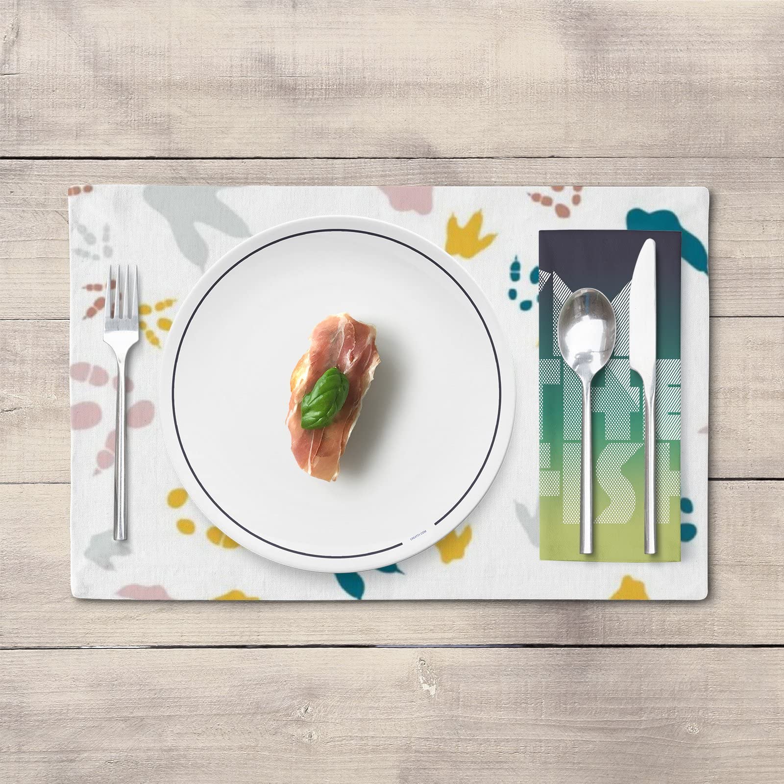ZHIAMI Heat-Resistant Linen Placemats Set - Cute Dinosaur Footprint Design Washable Table Mats for Dining & Kitchen Counter Protection | Perfect for Family Meals, Kids Parties & Home Decor