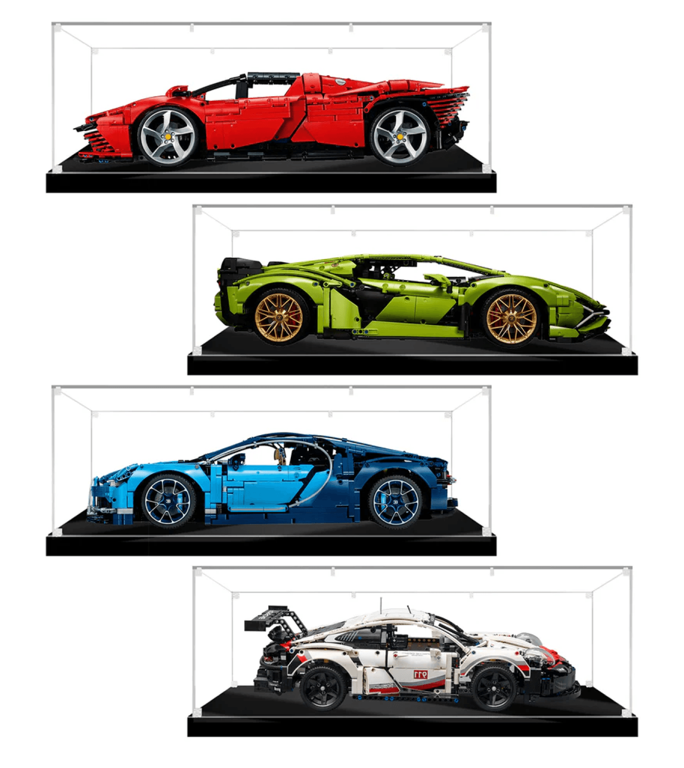 Acrylic Display Case for LEGO 1:8 Scale Model Cars - Compatible with Sets 42083, 42096, 42125, 42056, 42115, 42172 - Perfect for Showcasing & Protecting Your LEGO Car Collection at Home or Office