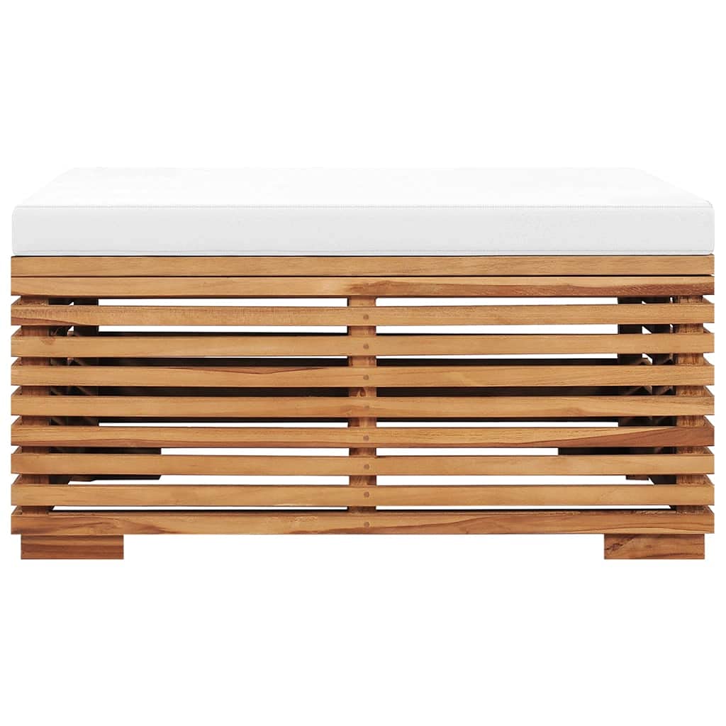 Premium Solid Teak Wood Patio Table and Footrest Set with Cream Cushion - Durable Outdoor Furniture for Garden, Pool, Backyard, and Balcony Relaxation