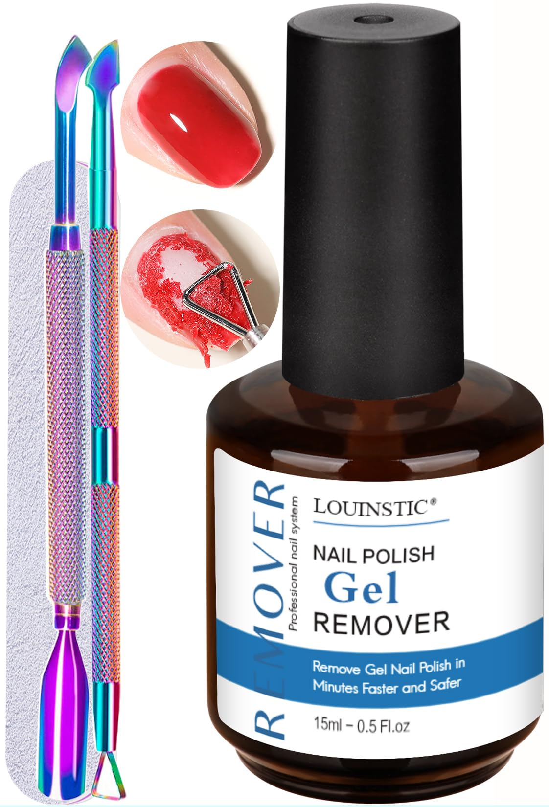 Professional Gel Nail Polish Remover Kit - 2 Manicure Tools & Nail File Included, No Soak or Wrap Needed for Quick At-Home Removal | Perfect for DIY Nail Care, Salon-Style Results & Gel Polish Maintenance