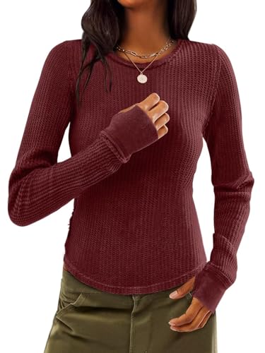 Waffle Knit Wine Red