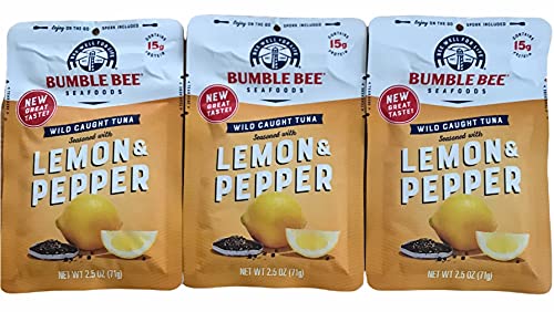Bumble Bee Wild Caught Tuna with Lemon & Pepper - 3 Pack (2.5oz Each) | High Protein, Keto & Paleo Friendly | Perfect for Salads, Sandwiches & On-the-Go Snacks