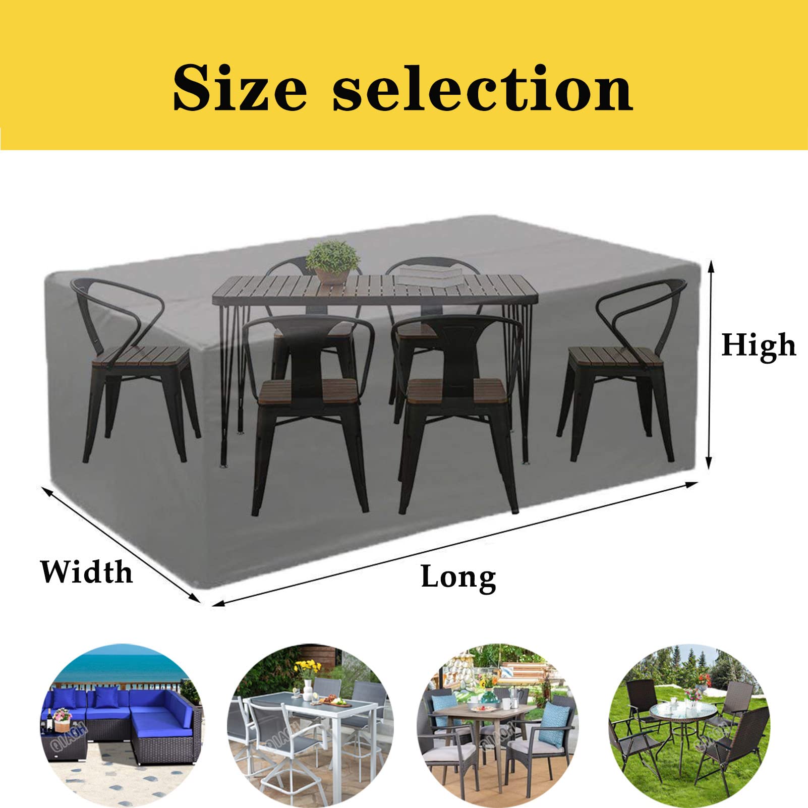 Heavy Duty Waterproof Patio Furniture Cover 64x52x36in - Outdoor Windproof Breathable Square Table and Chairs Cover for Rattan Garden Furniture - Perfect for Backyard, Deck, and Poolside Protection