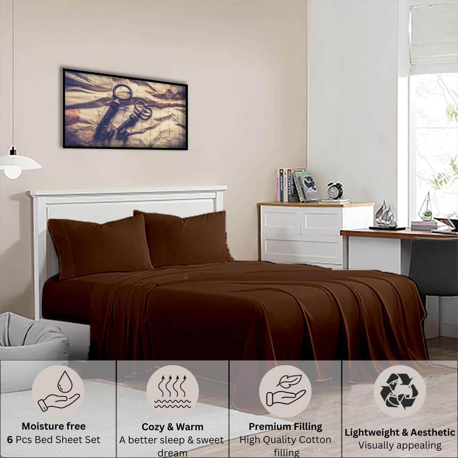 California King Size Sheet Set - 6 Piece 400-Thread-Count 100% Egyptian Cotton Bed Sheets with Deep Pockets - Easy Fit Luxury Bedding for California King Beds - Brown Bed Sheets for Ultimate Comfort and Style - Perfect for Master Bedrooms and Guest Rooms