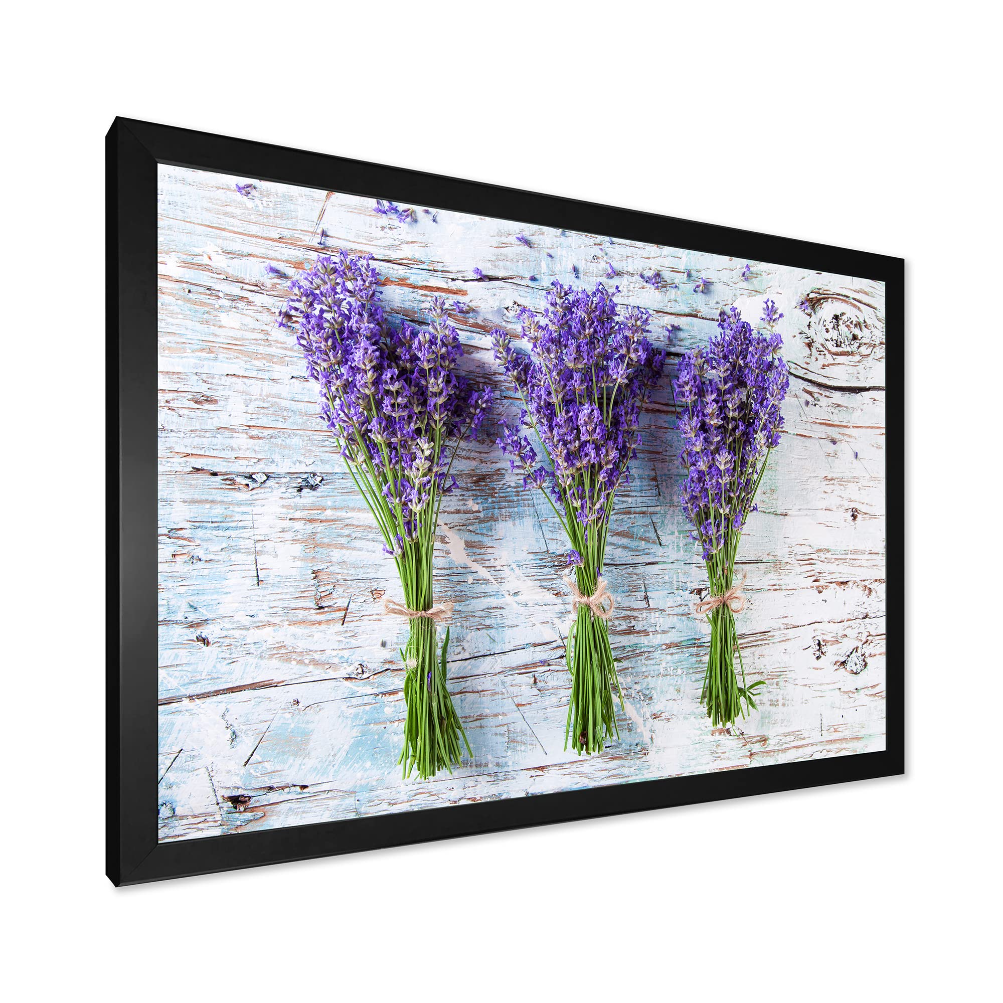 DesignQ Fresh Lavender on Wood Farmhouse Framed Wall Art - Rustic Home Decor for Living Room, Bedroom & Office - Perfect Gift for Housewarming