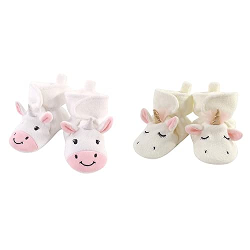 Hudson Baby Fleece Booties 2-Pack - Unicorn Design for 18-24 Months - Cozy Indoor & Outdoor Wear